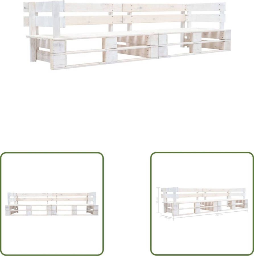 The Living Store Palletbank Houten Tuinbank 220 x 66 x 55 cm Wit Geïmpregneerd Grenenhout