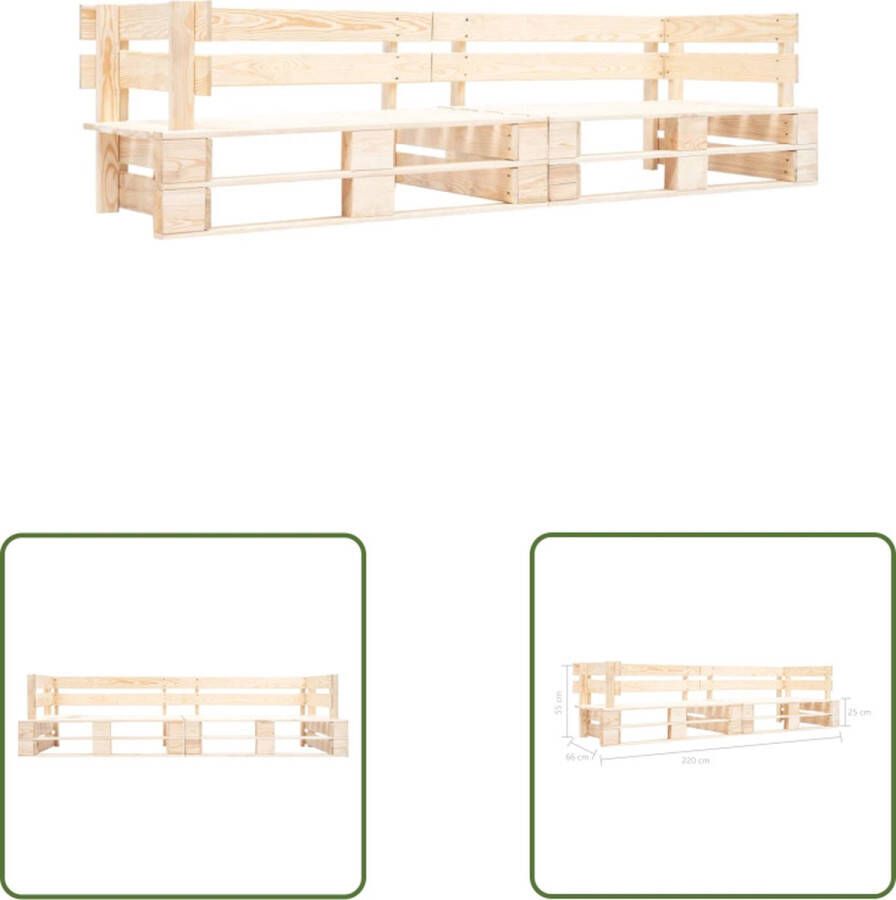 The Living Store Palletbank Houten tuinbank Geïmpregneerd grenenhout 220 x 66 x 55 cm Natuurlijke houtkleur