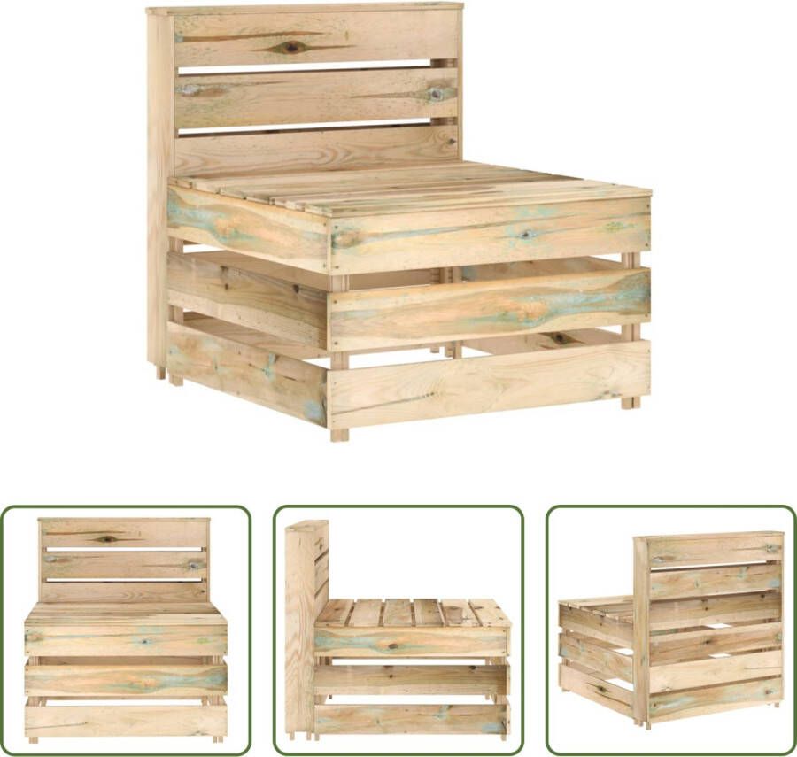 The Living Store Palletbank Midden 60 x 70 x 66 cm Grenenhout