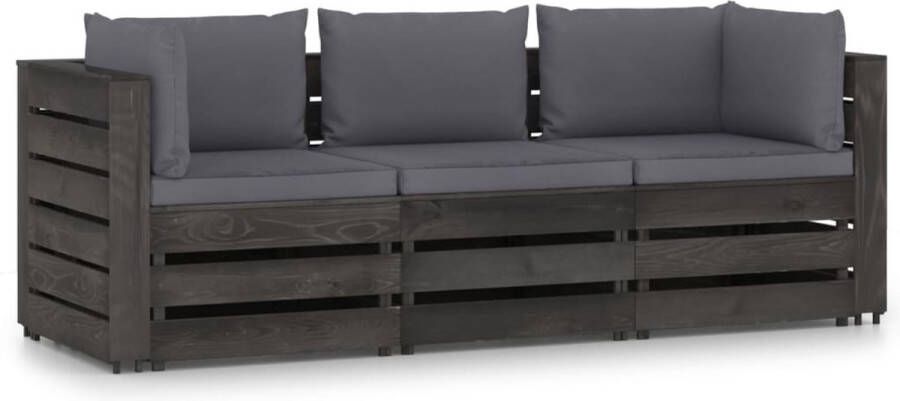 The Living Store Palletbank Pallet Tuinbank 69 x 70 x 66 cm Grenenhout Antraciet kussen