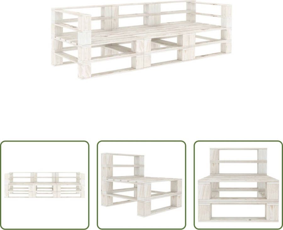 The Living Store Palletbank Tuinmeubelen 200x67.5x60.8cm Grenenhout Wit