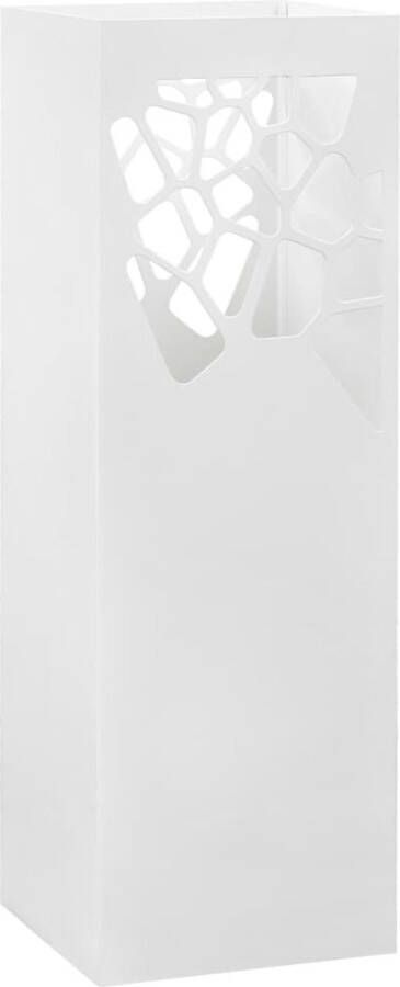The Living Store Parapluhouder Moderne Paraplubak Afmetingen- 15.5x15.5x48.5cm Ken- Verwijderbaar druppelblad+ eenvoudig te reinigen Kleur- wit Materiaal- gepoedercoat staal