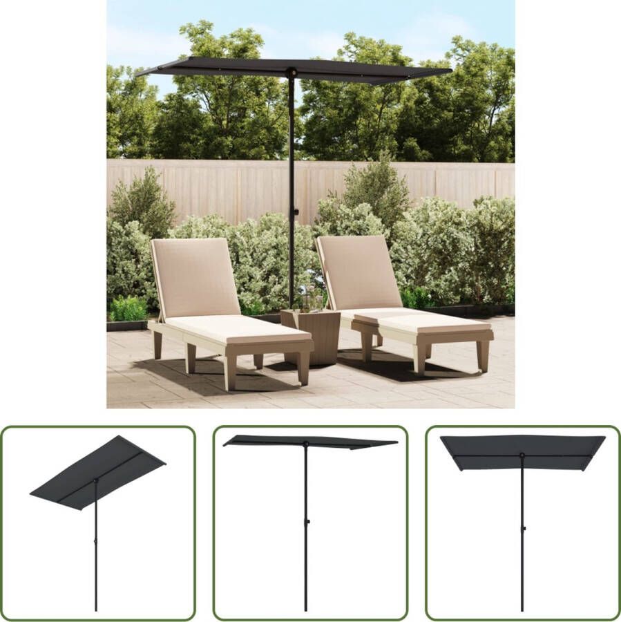 The Living Store Parasol 180 x 110 x 208 cm UV-beschermend polyester Stalen paal Draaibaar Zwart