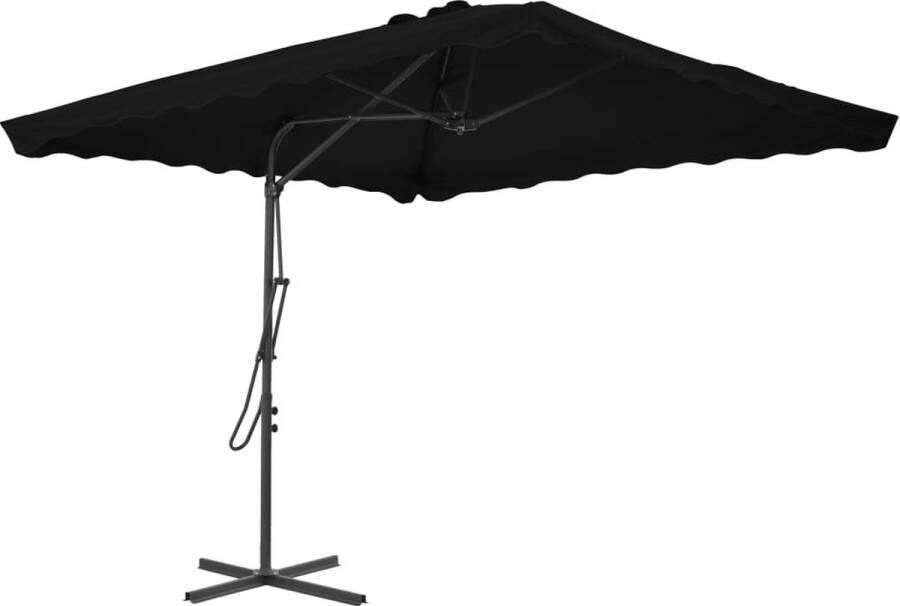 The Living Store Parasol 250x250x230 cm UV-beschermend polyester 360 graden draaibaar Zwart