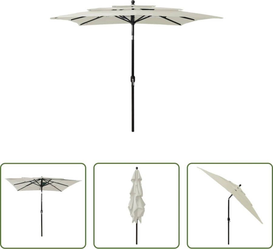 The Living Store Parasol 250x250x260 cm Polyester Aluminium UV-beschermend Inklapbaar 8 baleinen