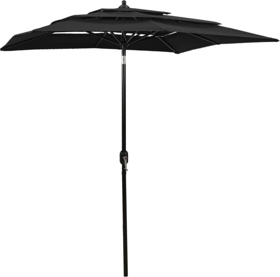 The Living Store Parasol 3-laags 200 x 200 x 240 cm UV-beschermend Zwart