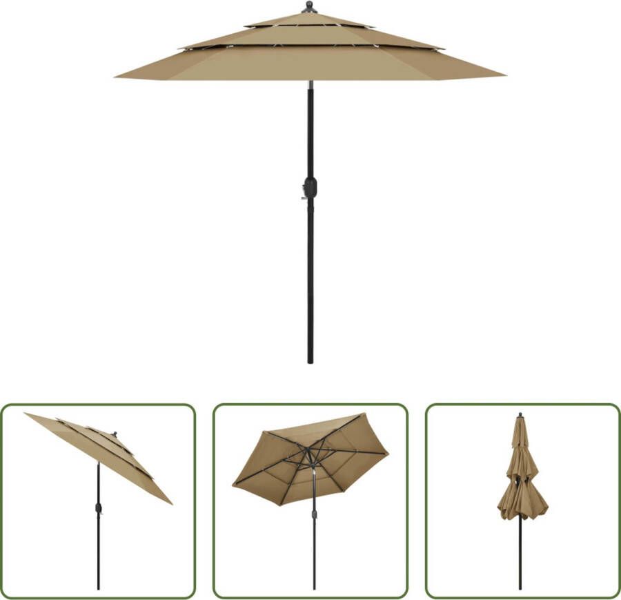 The Living Store Parasol 3-laags 250 x 229 cm UV-beschermend materiaal