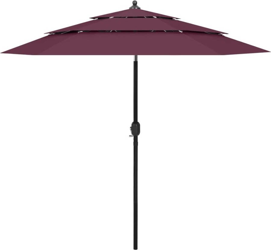 The Living Store Parasol 3-laags 250 x 229 cm UV-beschermend polyester Bordeauxrood