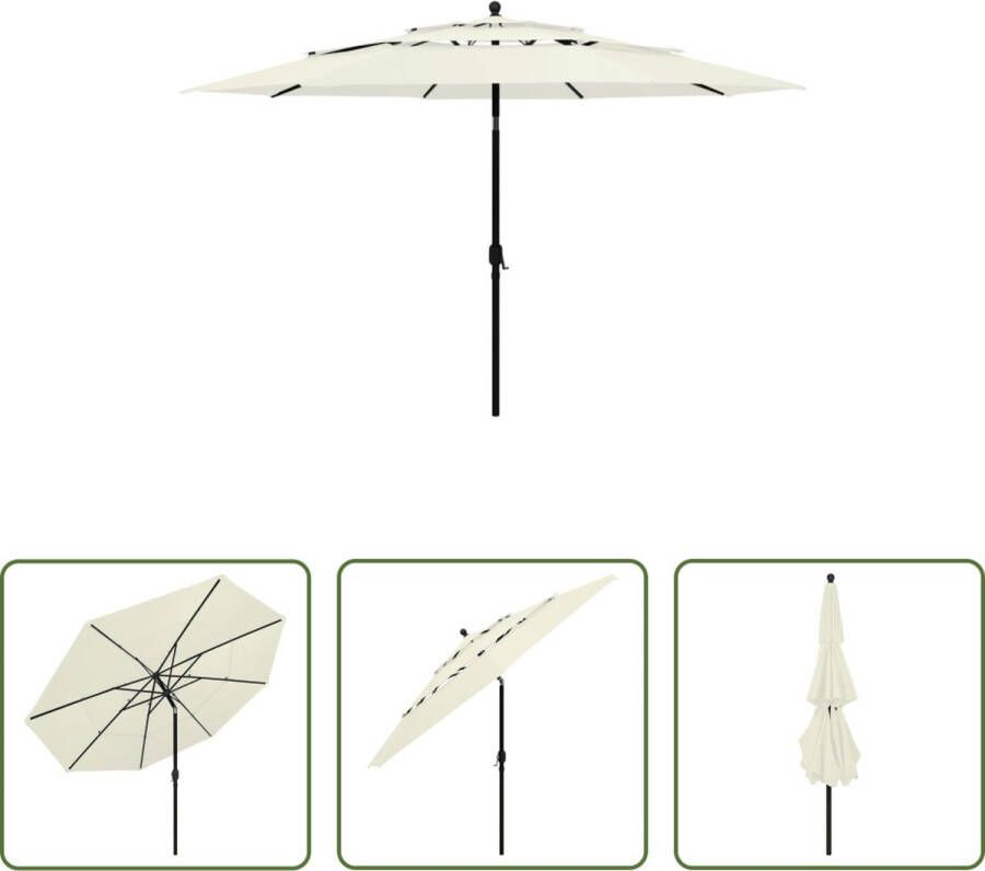 The Living Store Parasol 3-laags 350 x 260 cm UV-beschermend polyester gepoedercoat aluminium zand