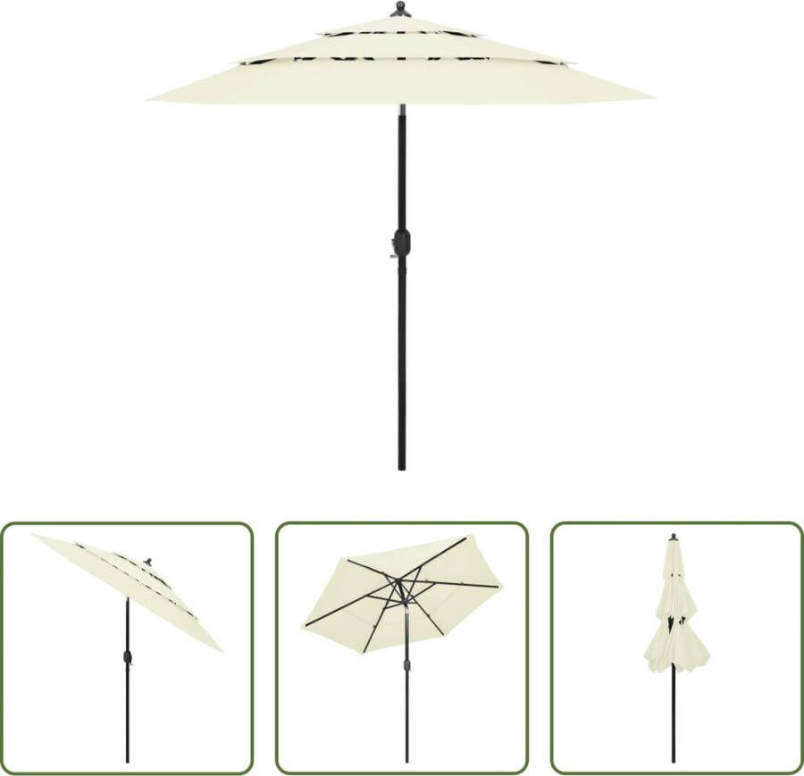 The Living Store Parasol 3-laags Zand 250 x 229 cm UV-beschermend en anti-vervagend