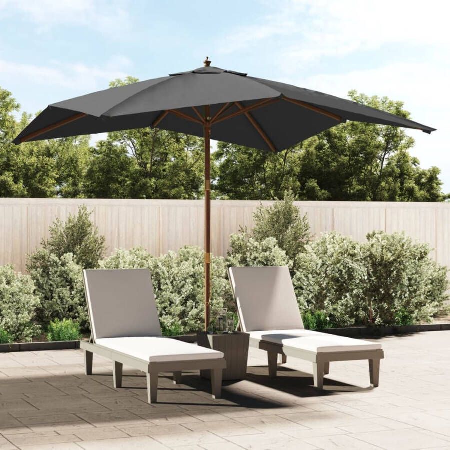 The Living Store Parasol 300 x 300 x 273 cm Antraciet polyester Hardhouten frame Dubbel katrolsysteem