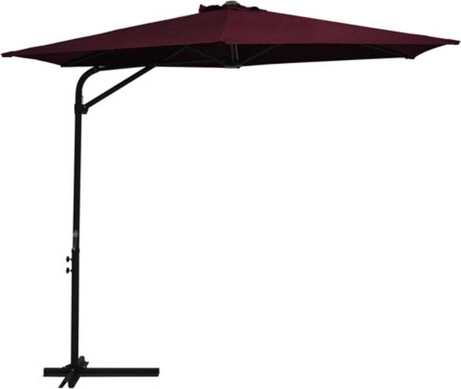 The Living Store Parasol 300x250 cm Bordeauxrood UV-beschermend polyester Stevige kruisvoet Stabiel en duurzaam Met zwengelmechanisme Montage vereist