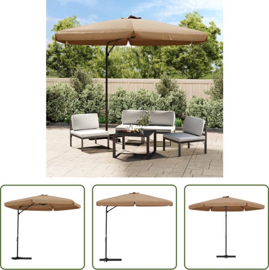 The Living Store Parasol 300x250 cm UV-beschermend polyester Stabiele constructie Taupe