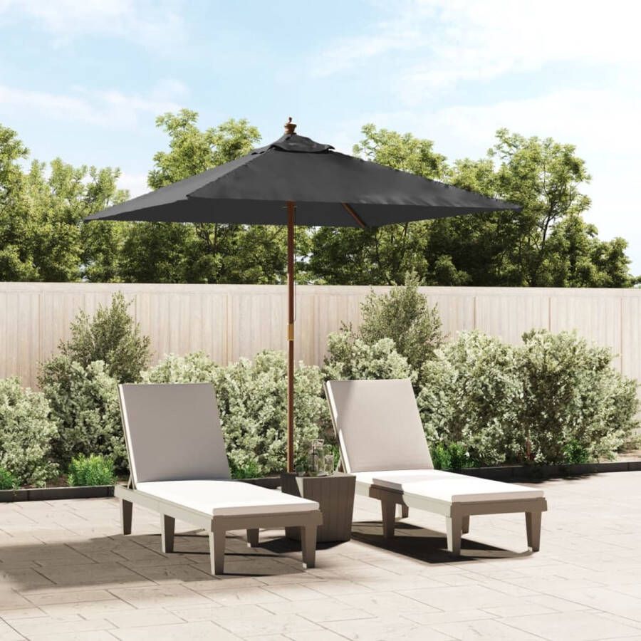 The Living Store Parasol Antraciet 198x198x231 cm UV-beschermend polyester Hardhouten frame Ventilatierooster Enkelvoudig katrolsysteem