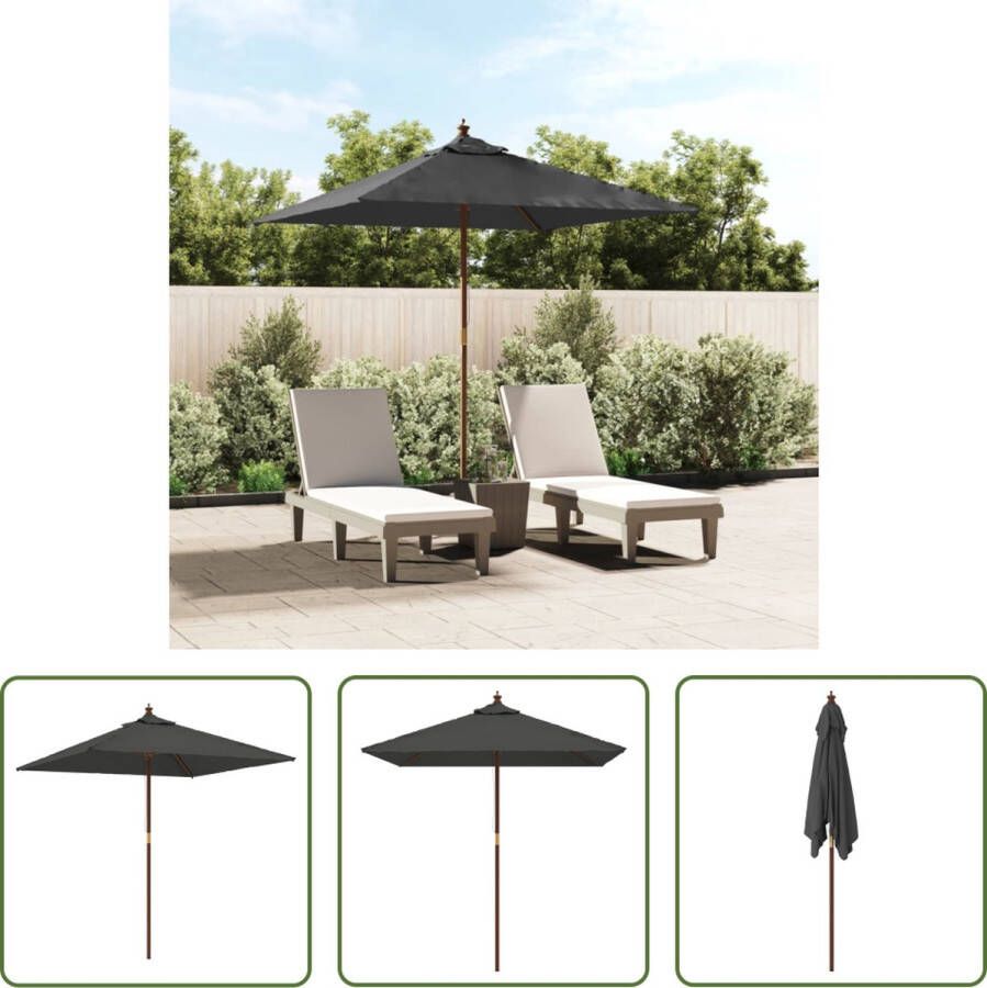 The Living Store Parasol Antraciet 198x198x231 cm UV-beschermend polyester Hardhouten frame Ventilatierooster Enkelvoudig katrolsysteem