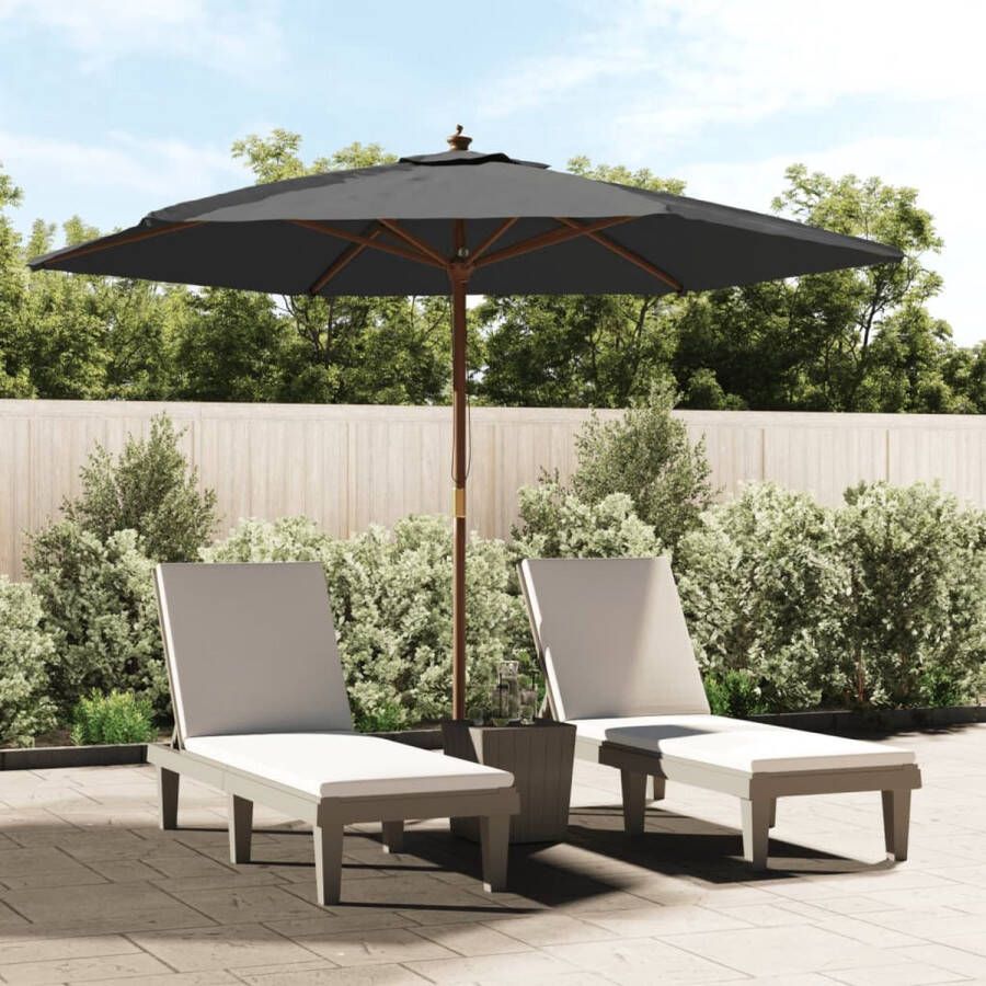 The Living Store Parasol Antraciet 299 x 240 cm Duurzaam polyester Stabiel hardhouten frame Ventilatierooster Eenvoudige bediening