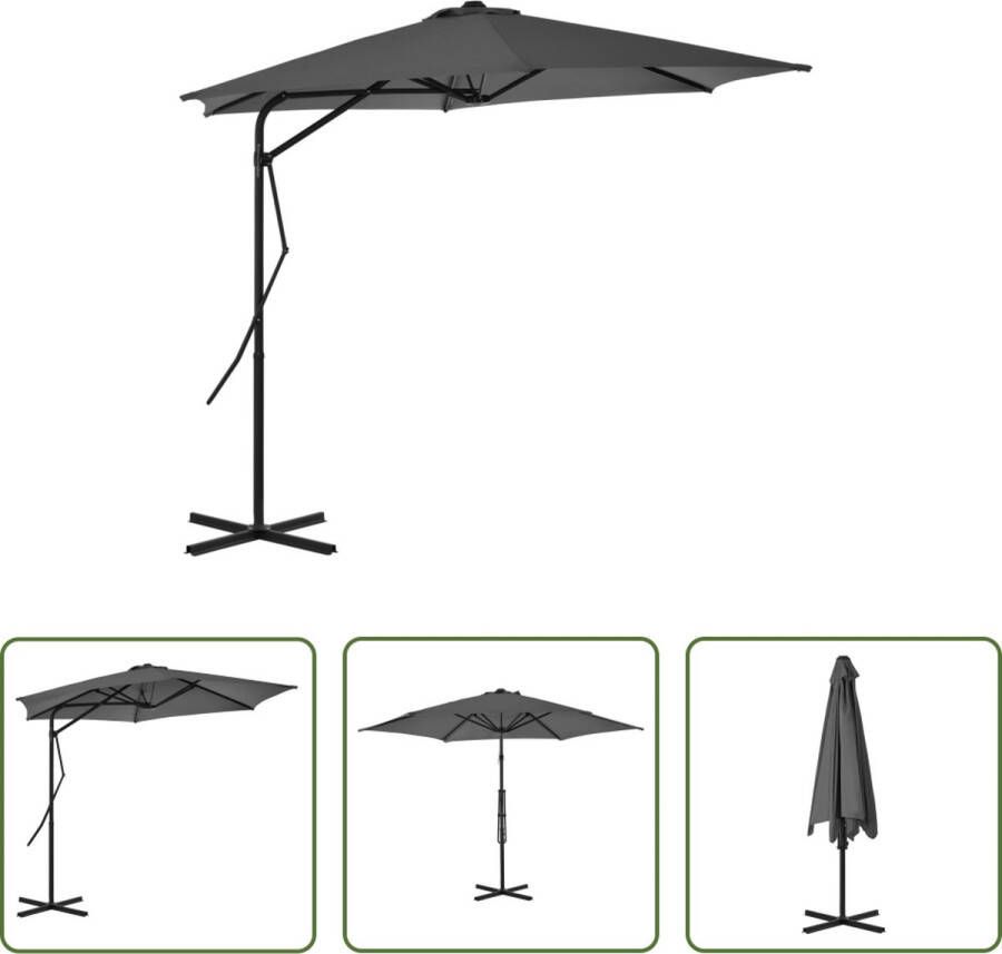 The Living Store Parasol Antraciet 300x230 cm Met Kruisvoet UV-beschermend Polyester