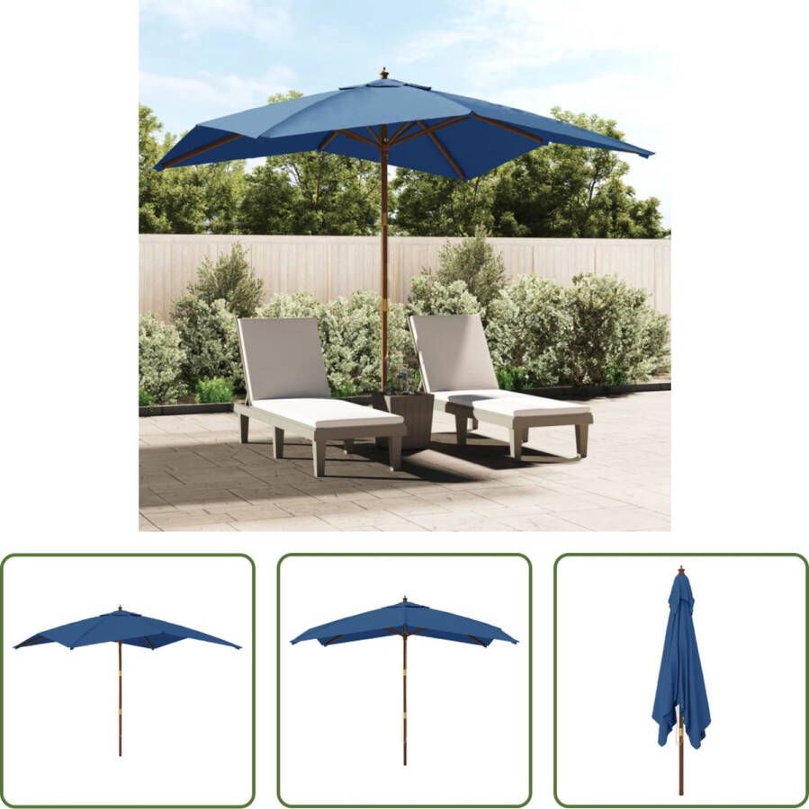 The Living Store Parasol Azuurblauw 300x300x273 cm Uv-beschermend polyester