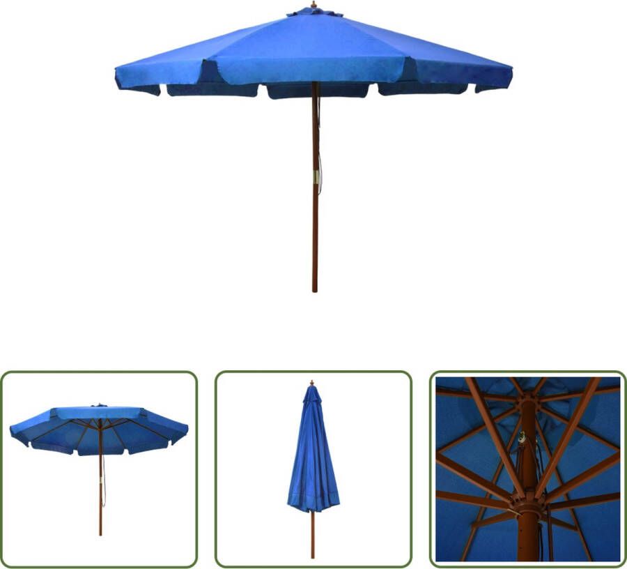 The Living Store Parasol Azuurblauw 330 x 254 cm Dubbel katrolsysteem