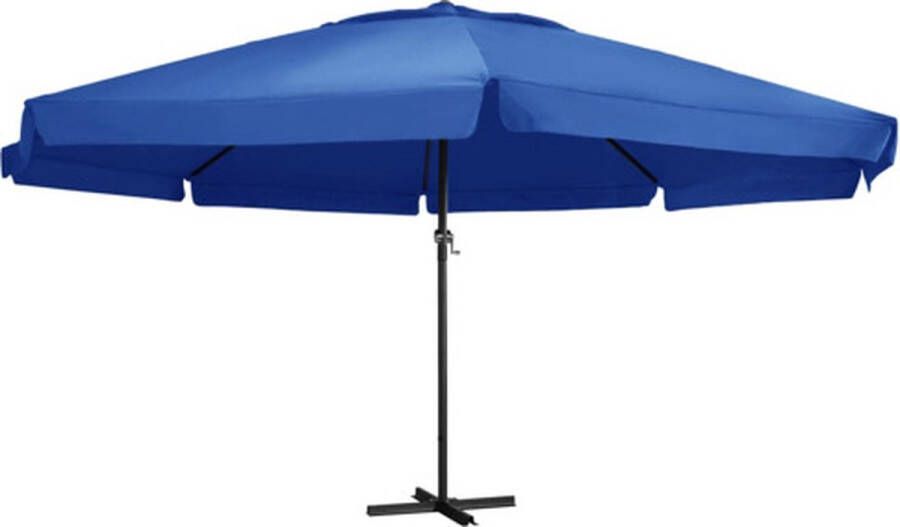 The Living Store Parasol Azuurblauw 600x385 cm UV-Beschermend polyester Stabiel en duurzaam Met zwengelsysteem Montage vereist