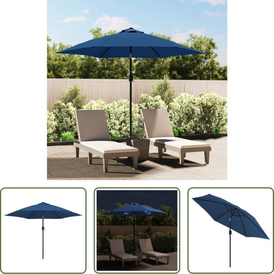 The Living Store Parasol Blauw 300 x 248 cm LED-verlichting en UV-bescherming