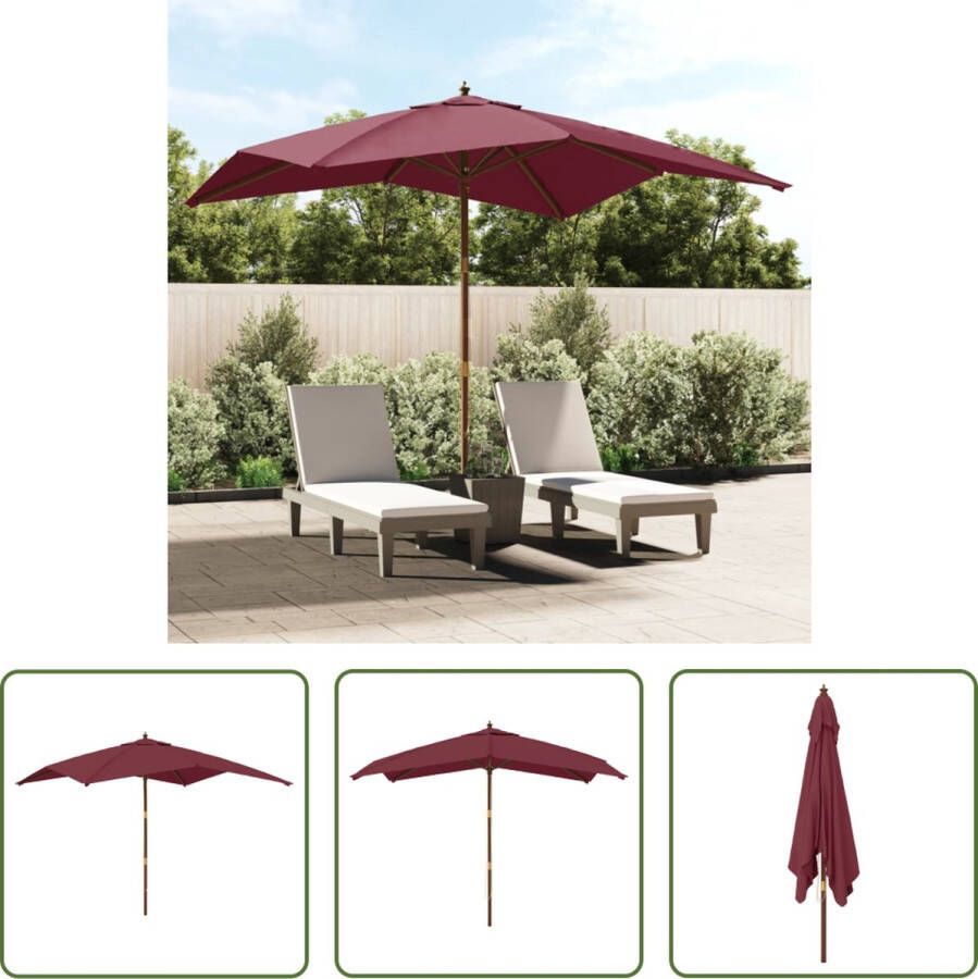 The Living Store Parasol Bordeauxrood 300x300x273 cm UV-beschermend polyester