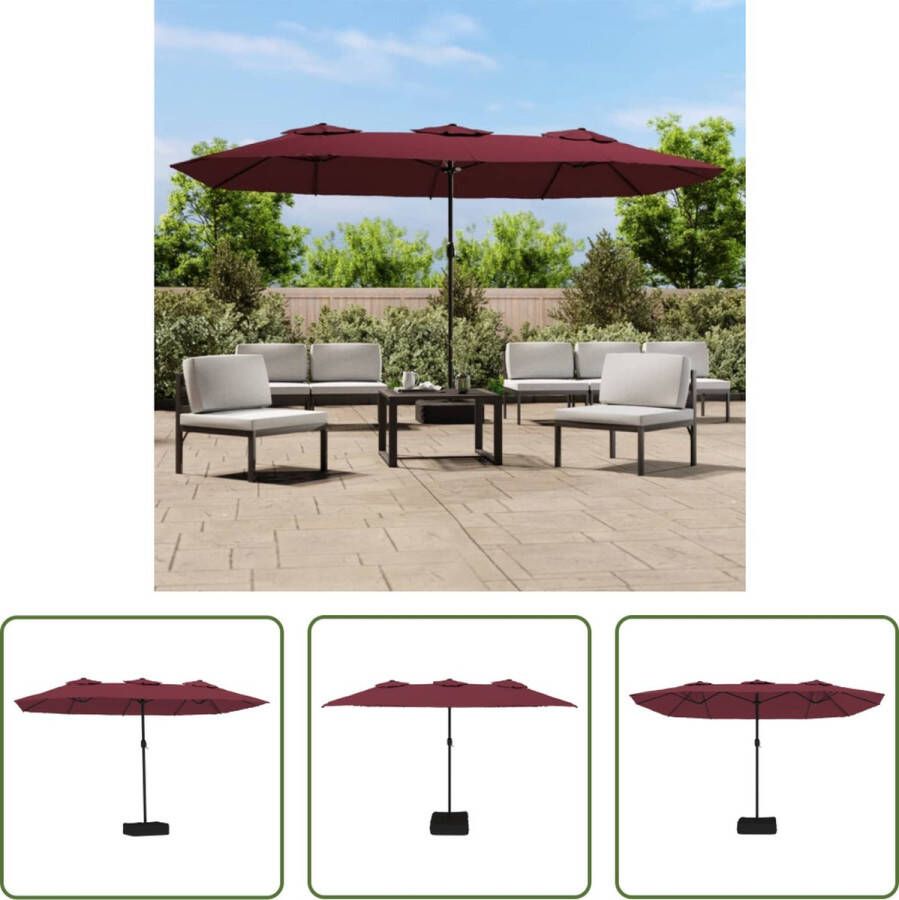 The Living Store Parasol Deluxe Dubbel Bordeauxrood Donkergrijs 449x265x245cm