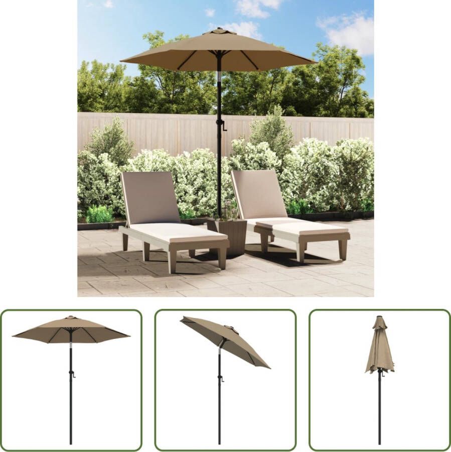 The Living Store Parasol Deluxe Taupe Donkergrijs 200 x 224 cm Inklapbaar Kantelbaar UV-beschermend en Draagbaar