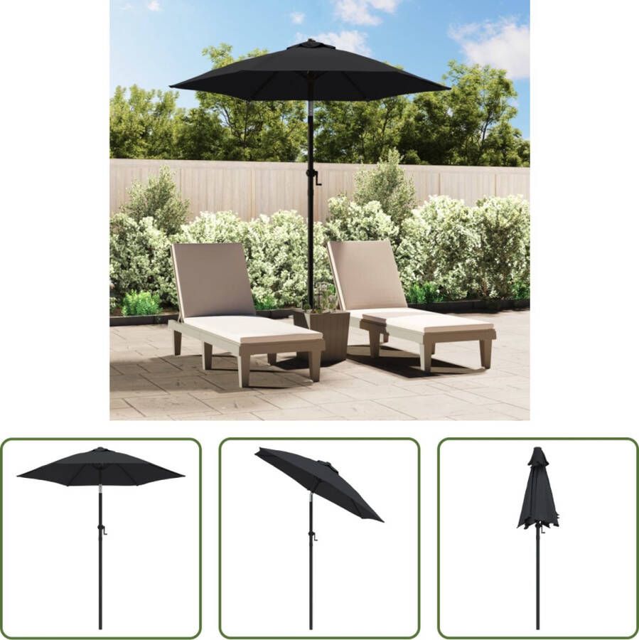 The Living Store Parasol Deluxe Tuinparasol 200 x 224 cm Kantelbaar Zwart donkergrijs