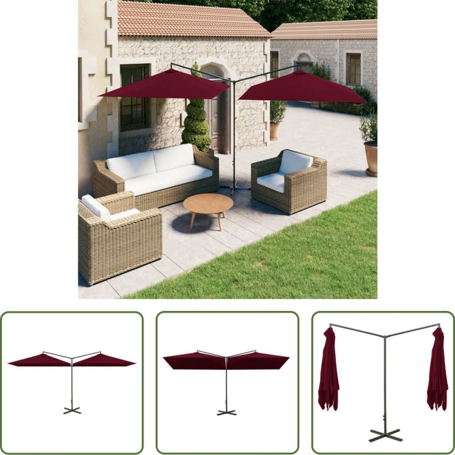 The Living Store Parasol Dubbel Bordeauxrood 600 x 290 x 260 cm Polyester