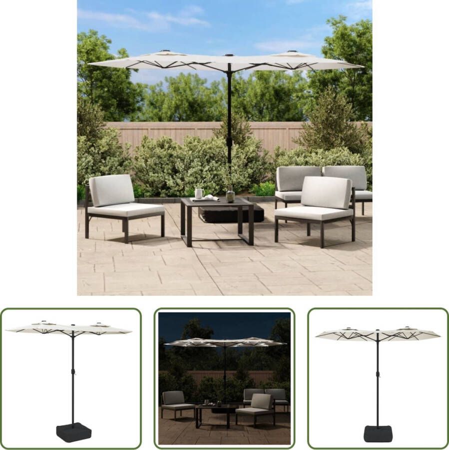 The Living Store Parasol Dubbel Zandwit en Donkergrijs 316x145x240 cm