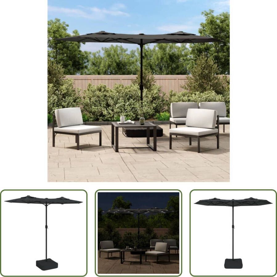 The Living Store Parasol Duet met LED-verlichting 316 x 145 x 240 cm Antraciet donkergrijs