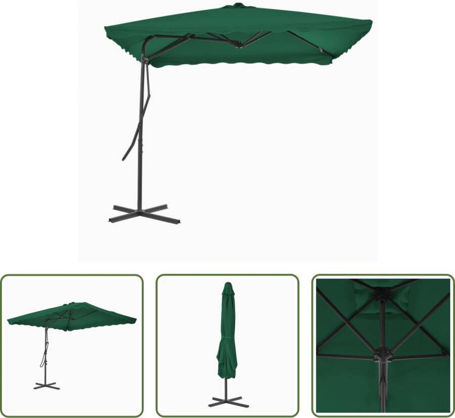 The Living Store Parasol Elegant Groen 250x250x230cm UV-beschermend en anti-vervagend polyester