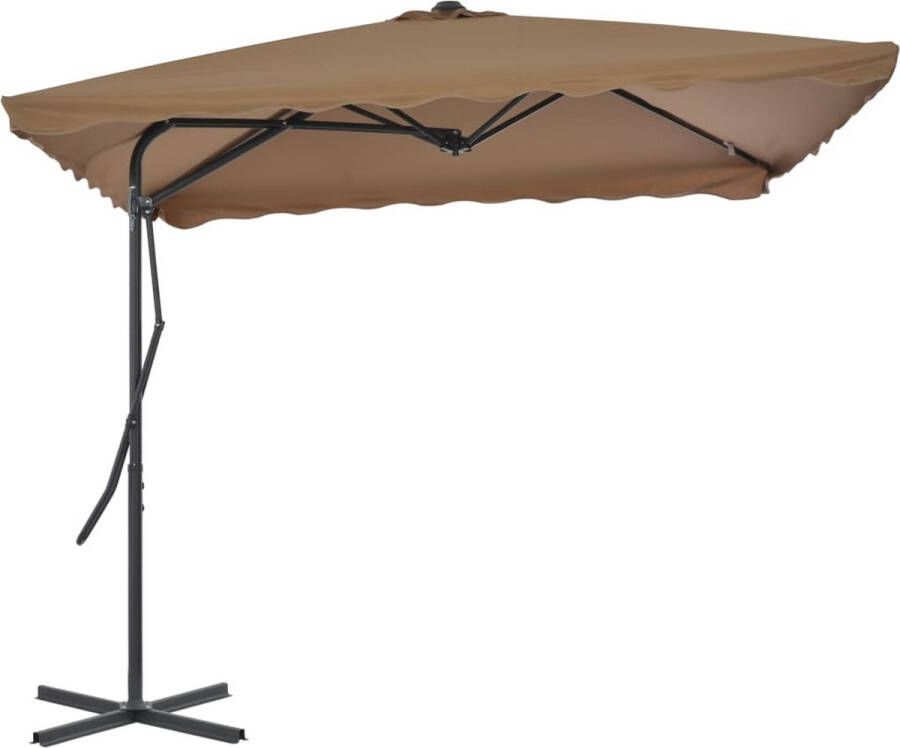 The Living Store Parasol Elegant UV-beschermend 360 graden draaibaar Taupe 250x250x230 cm Stalen paal