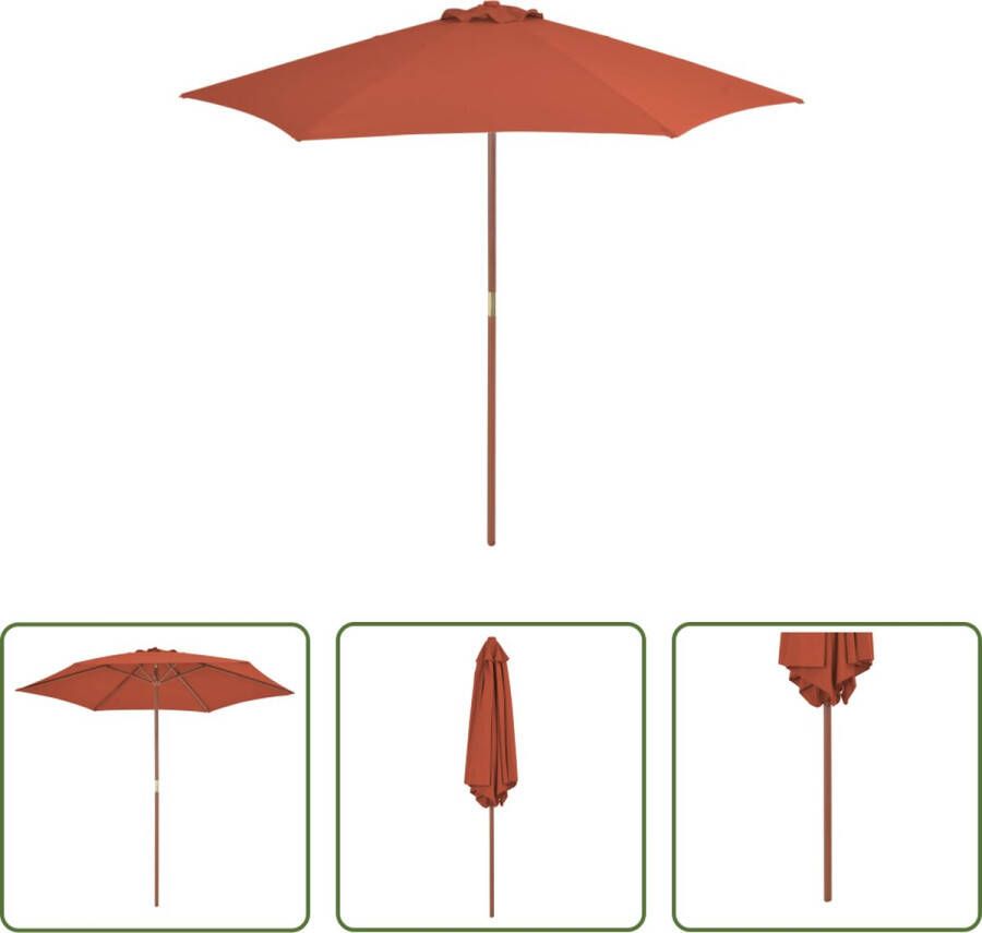 The Living Store Parasol Elegante Houten Terracotta 270 x 244 cm