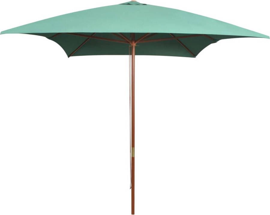 The Living Store Parasol Groen 200 x 300 cm Hardhouten Frame UV-bestendig Polyester