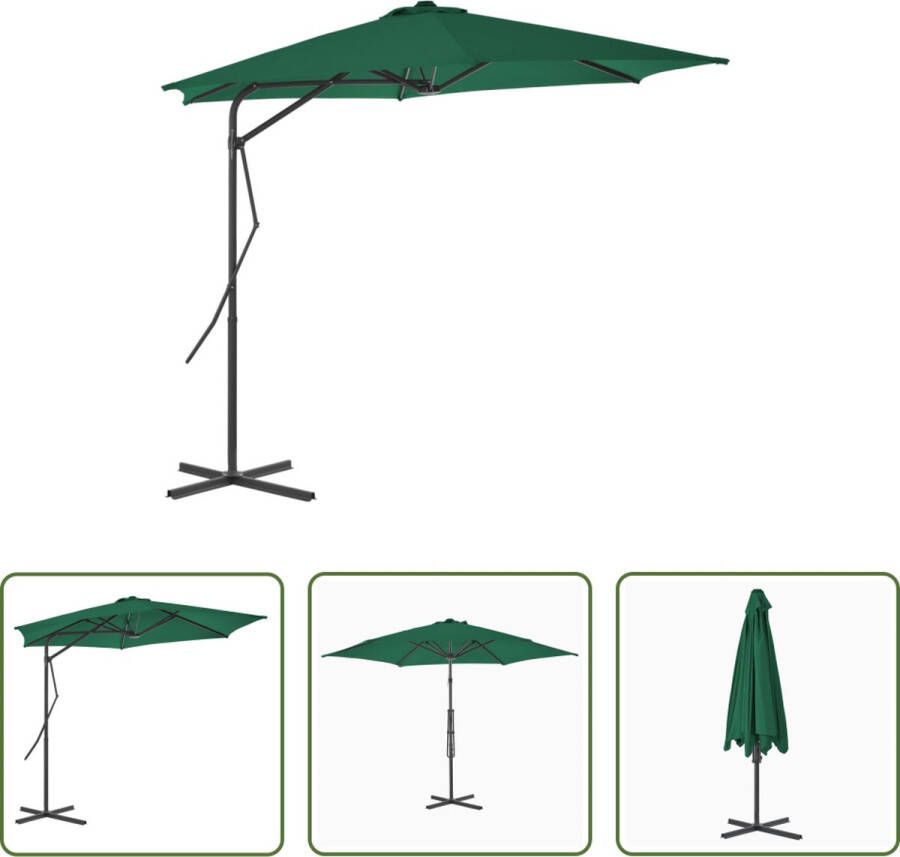 The Living Store Parasol Groen 300x230 cm UV-beschermend polyester 360 graden draaibaar