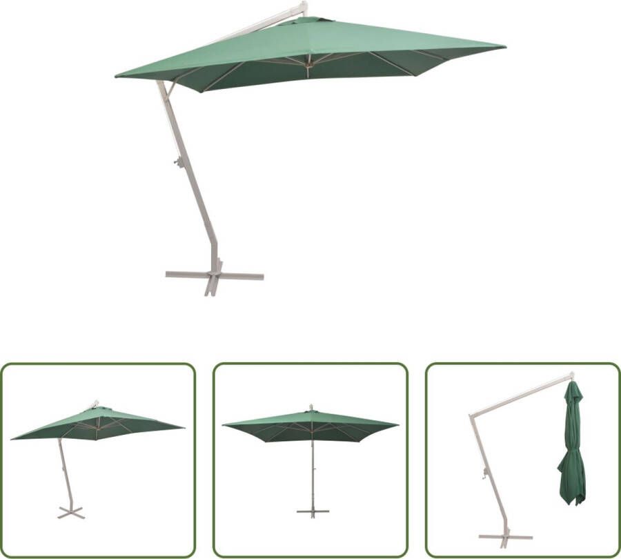 The Living Store Parasol Grote Tuin Groen 300x300 cm Aluminium Frame UV-bestendig polyester