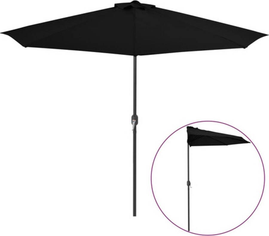 The Living Store Parasol Halfrond 300 x 155 x 223 cm Zwart