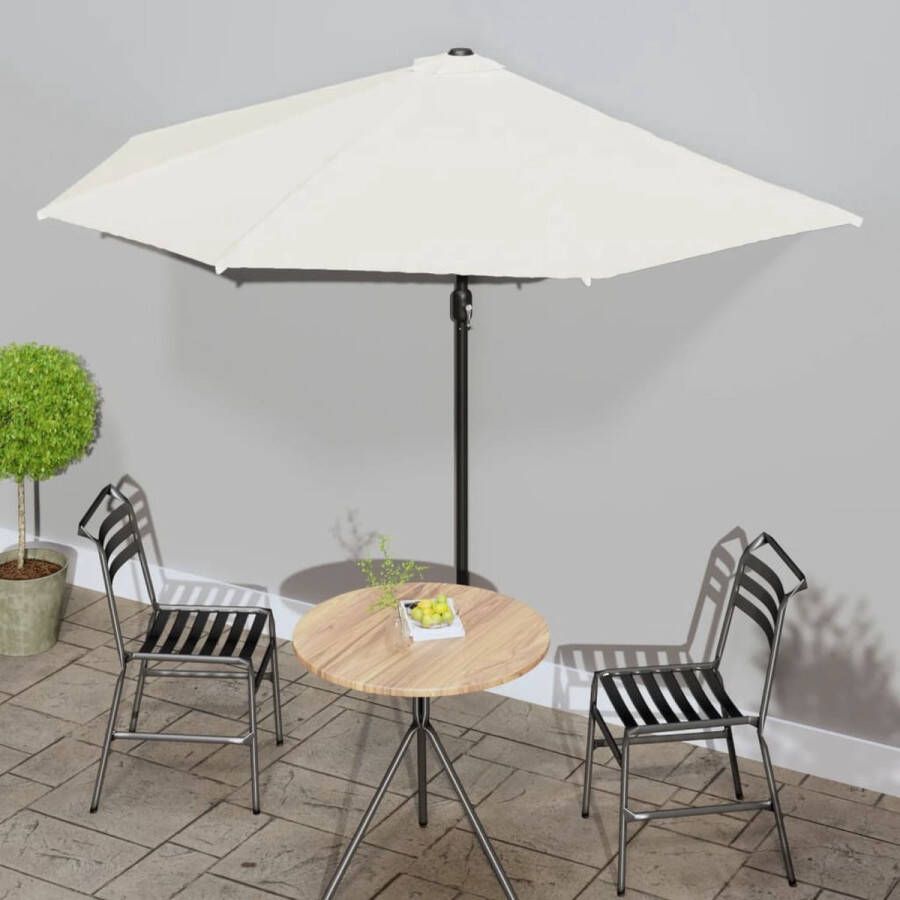 The Living Store Parasol Halfrond Zandkleurig 300 x 155 x 223 cm 38mm paaldiameter UV-beschermend polyester