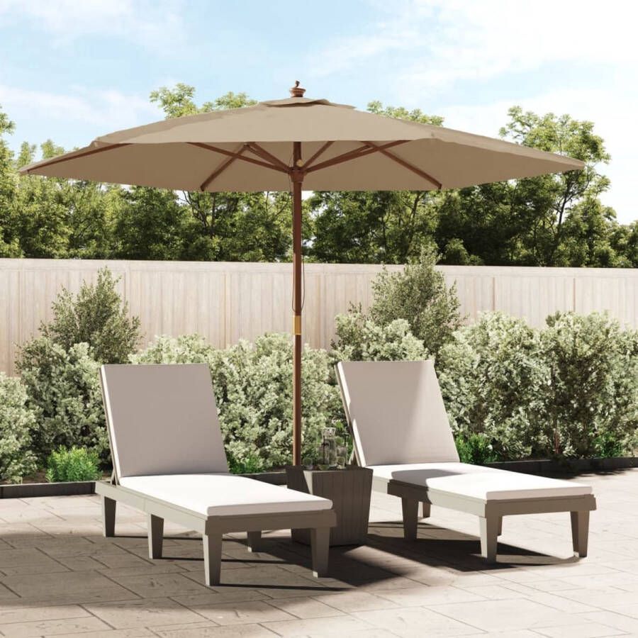 The Living Store Parasol Hardhout Polyester 299 x 240 cm Taupe