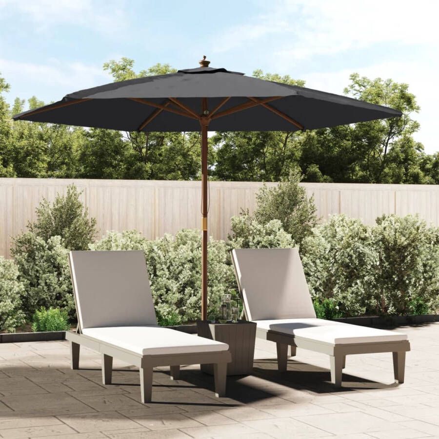 The Living Store Parasol Houten Frame Zwart 299x240 cm UV-beschermend polyester