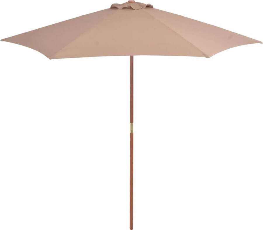 The Living Store Parasol Houten Polyester Ø270 cm x 244 cm Taupe