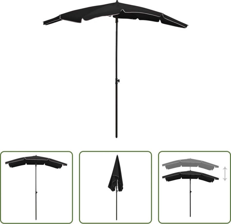 The Living Store Parasol Luxe Tuinparasol 200x130x234 Zwart 100% Polyester Kantelfunctie