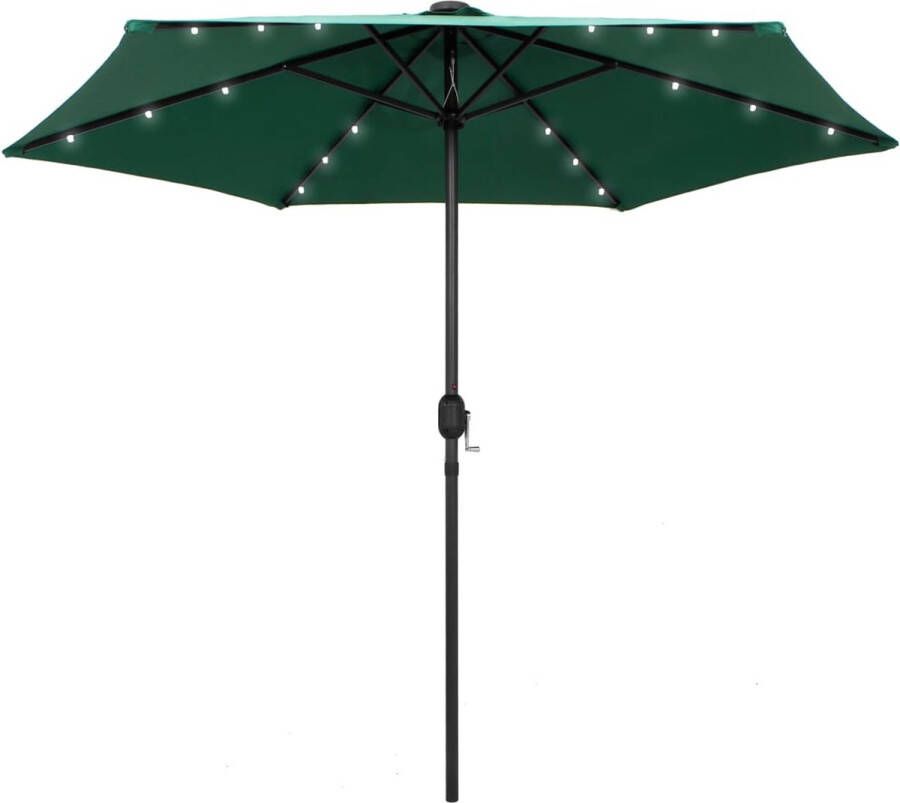 The Living Store Parasol met LED-verlichting en aluminium paal 270 cm groen Parasol