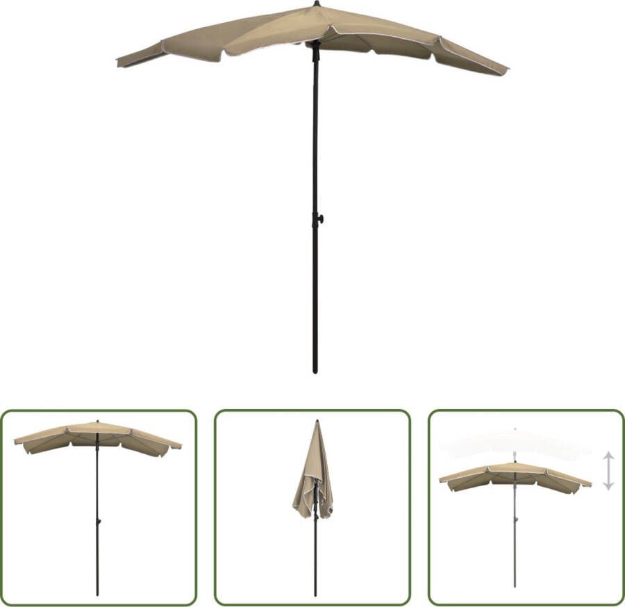 The Living Store Parasol Opvouwbaar 200 x 130 x 234 cm UV-beschermend polyester Stalen paal 10 baleinen Taupe