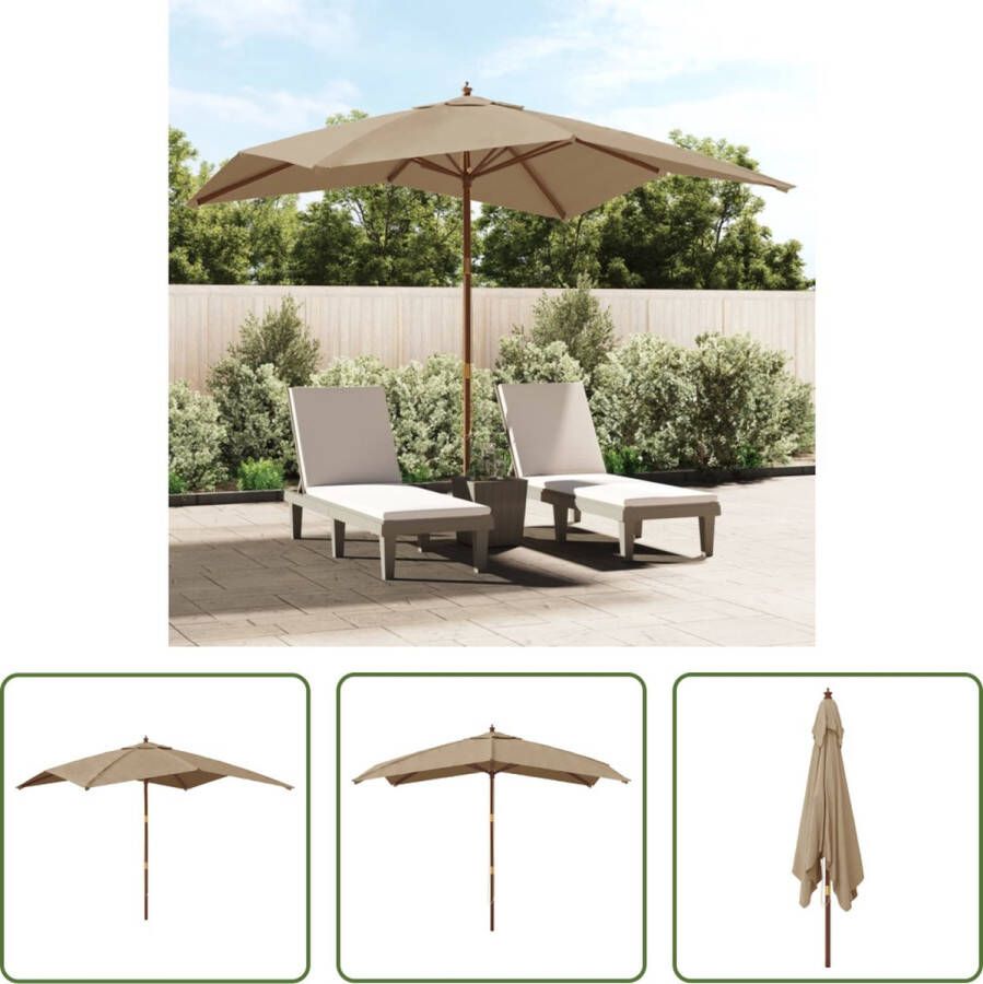 The Living Store Parasol Quadro 300 x 300 x 273 cm Massief hardhout UV-beschermend polyester