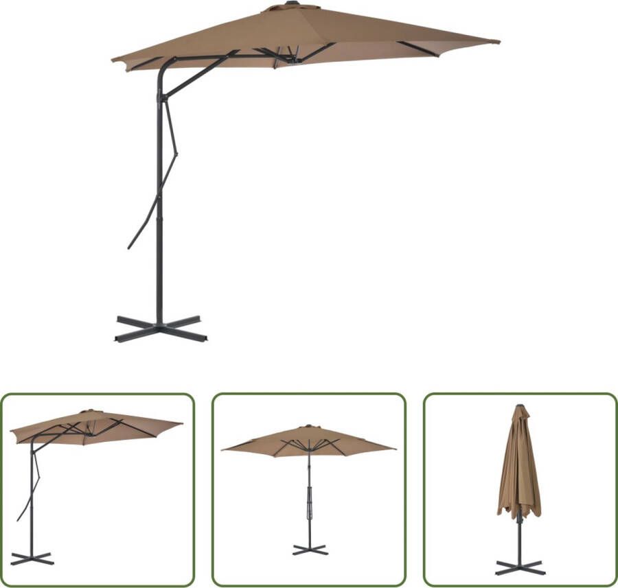 The Living Store Parasol Stof en Stalen Paal 300x230 cm Taupe