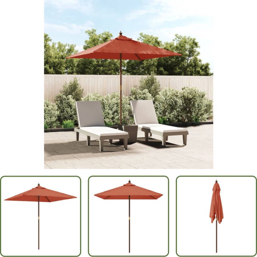 The Living Store Parasol Terracotta 198 x 198 x 231 cm Hardhouten frame Polyester hoes