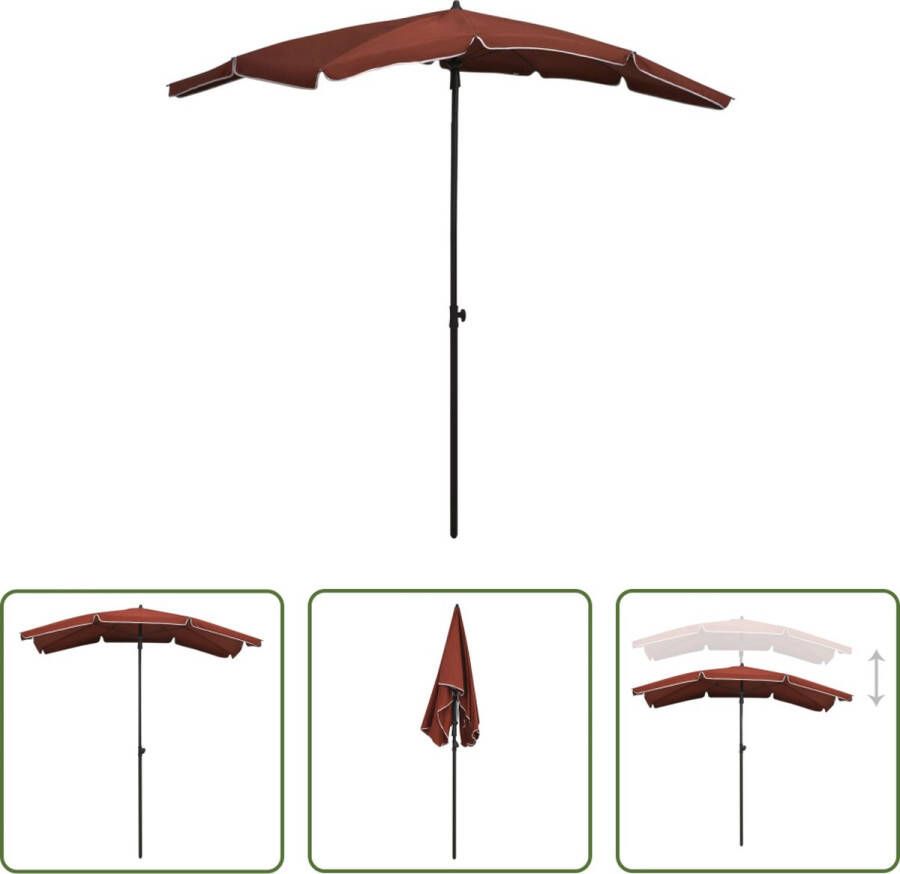 The Living Store Parasol Terracotta 200x130x234 cm UV-beschermend polyester stalen paal Zwengelsysteem kantelfunctie 10 baleinen